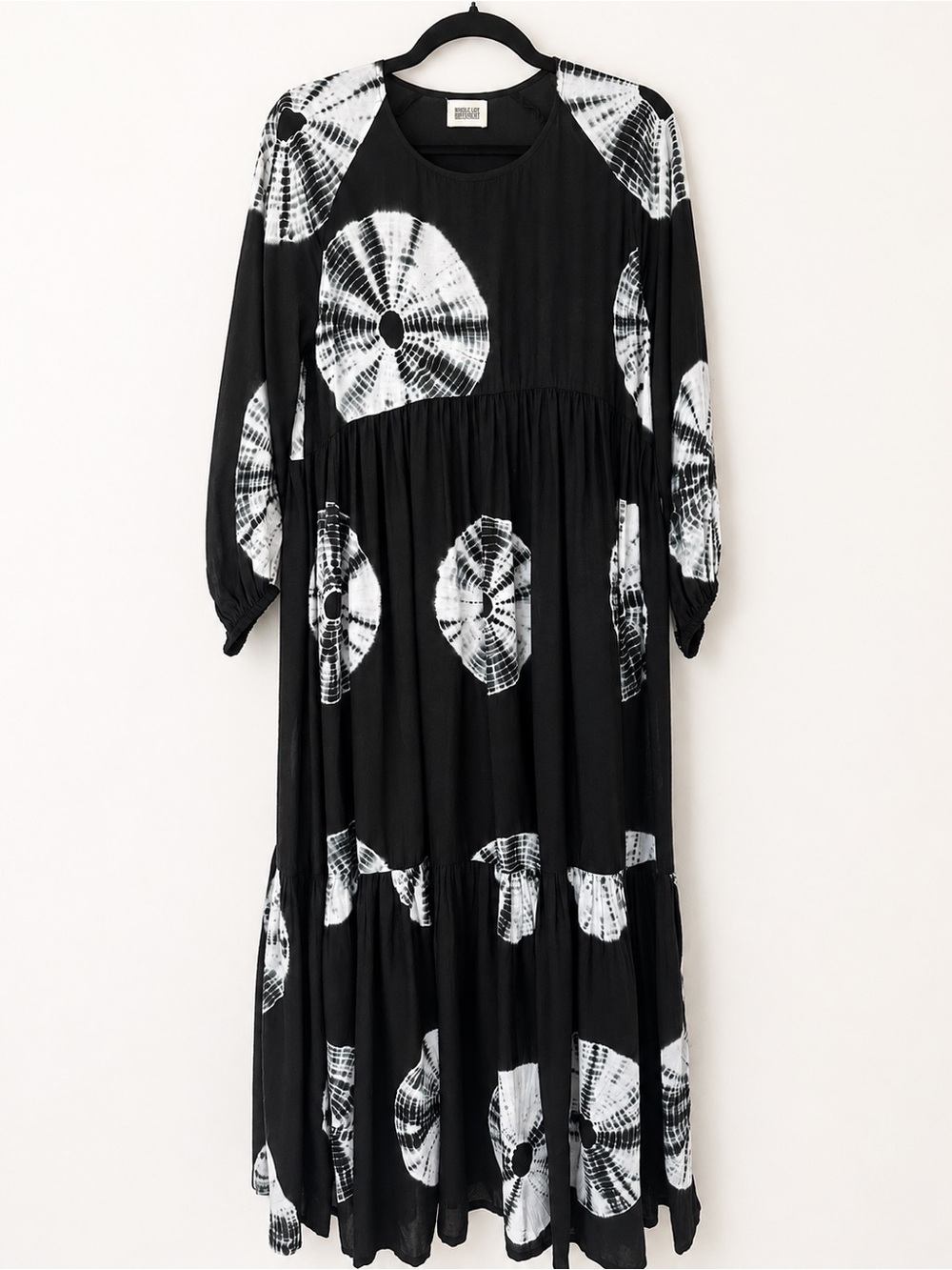NorBlack NorWhite Ayana Tie Dye Maxi Dress Black White XL